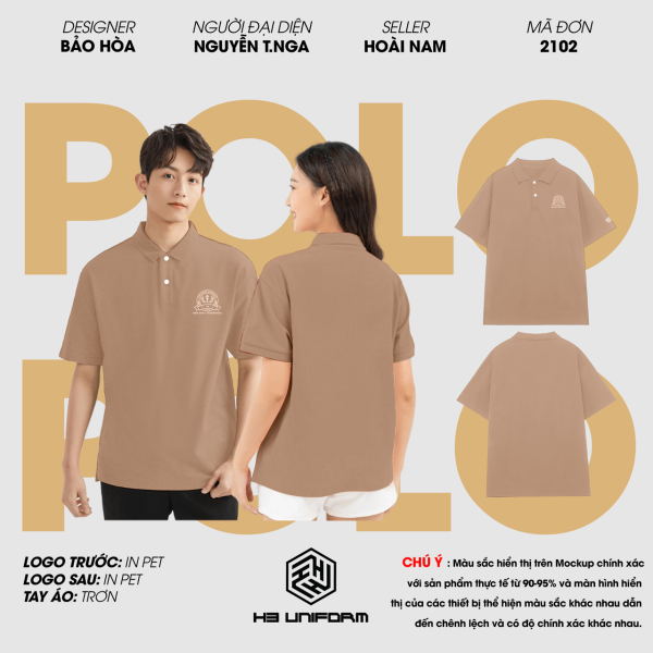 Áo Polo Basic Lớp 12D3 THPT Nam Tiền Hải Màu Nâu Cacao